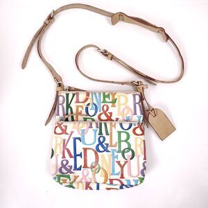 *FLAW* DOONEY & BOURKE RETRO GRAFICA LETTER CARRIER CROSSBODY RAINBOW WHITE